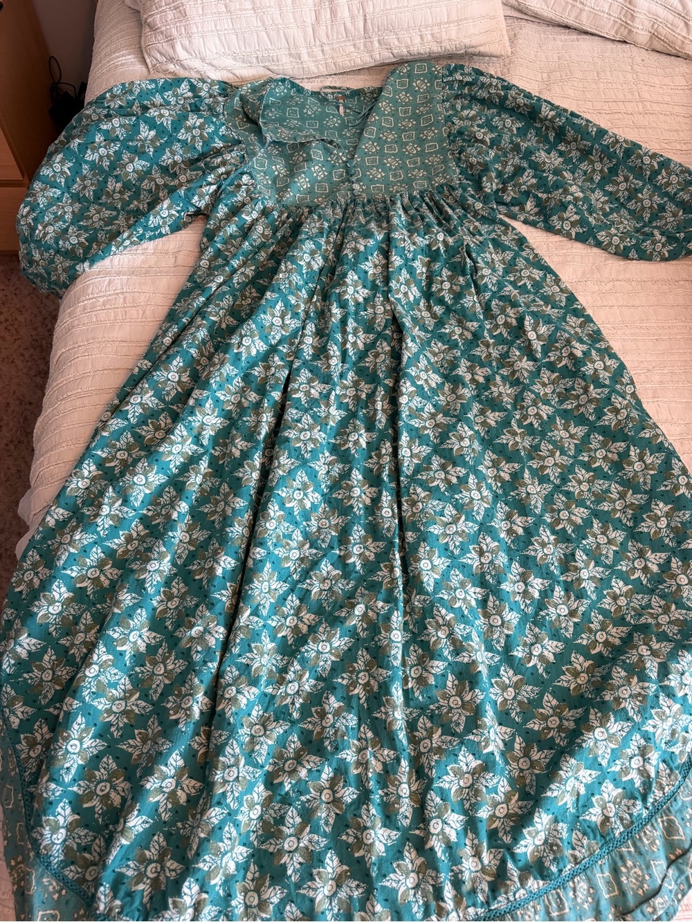 Free People Teal Hazy Maisy Floral Maxi Dress
